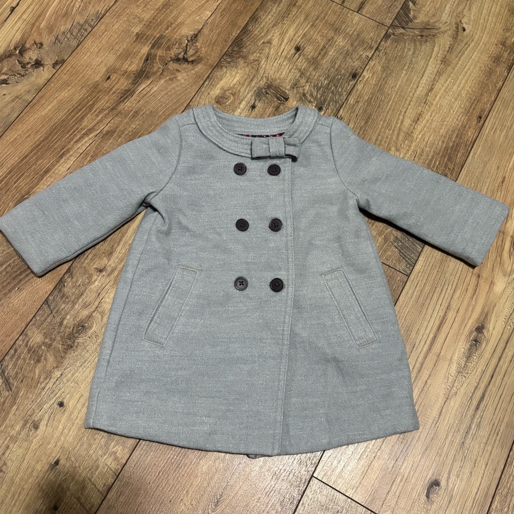 Baby B’Gosh girls grey pea coat, 12 months, great condition